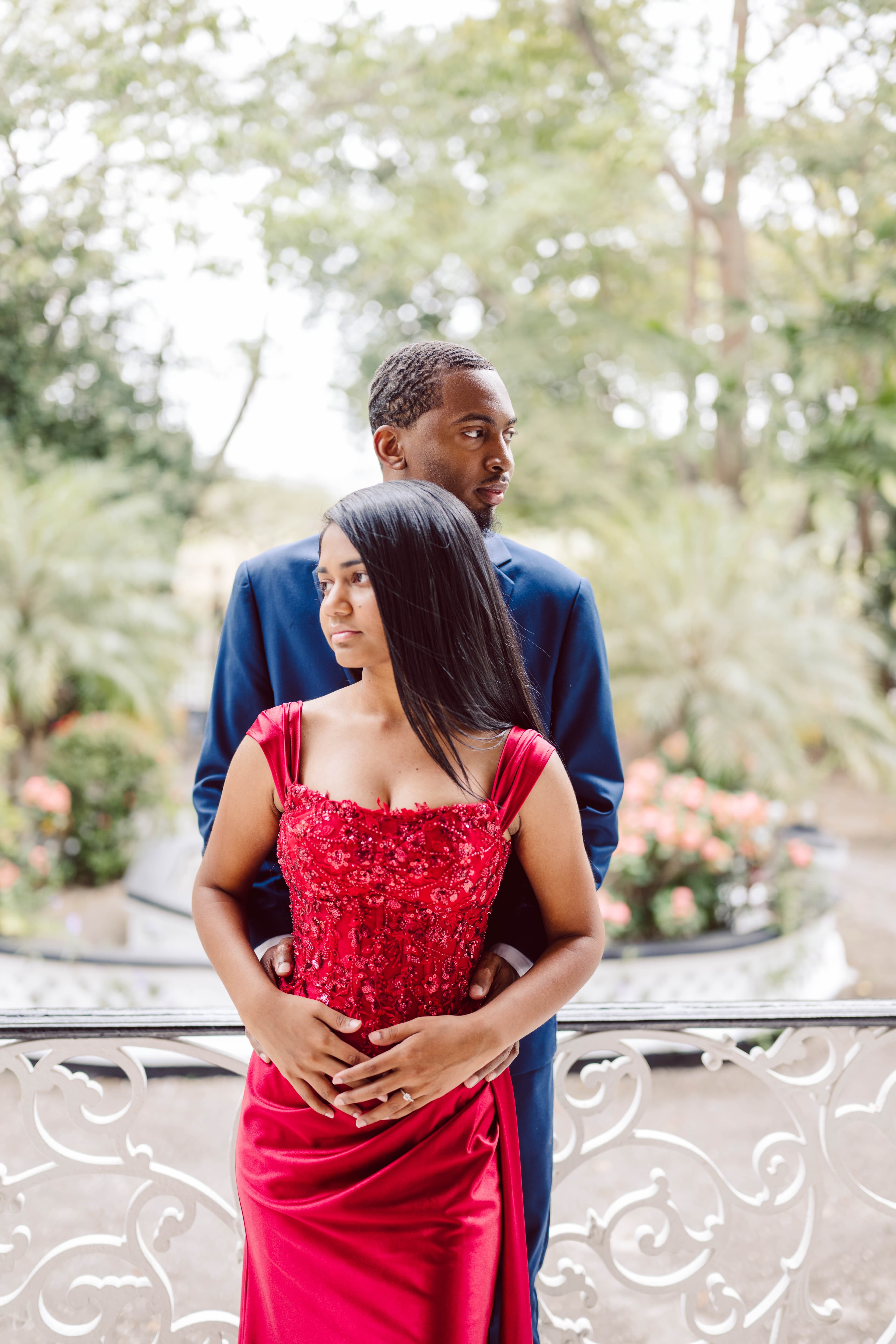 Craig and Monique walking through the garden