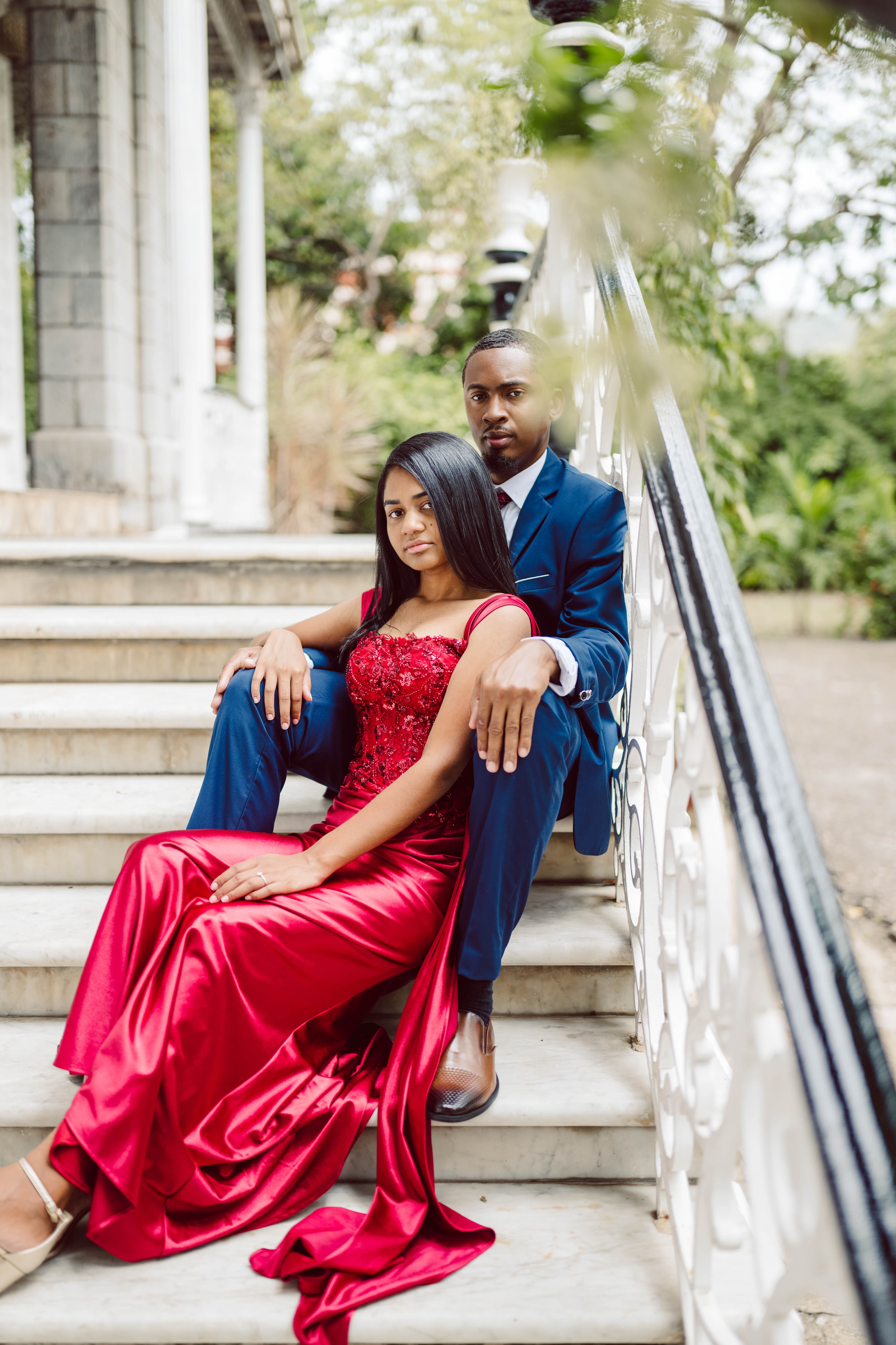 Craig and Monique with an architectural backdrop